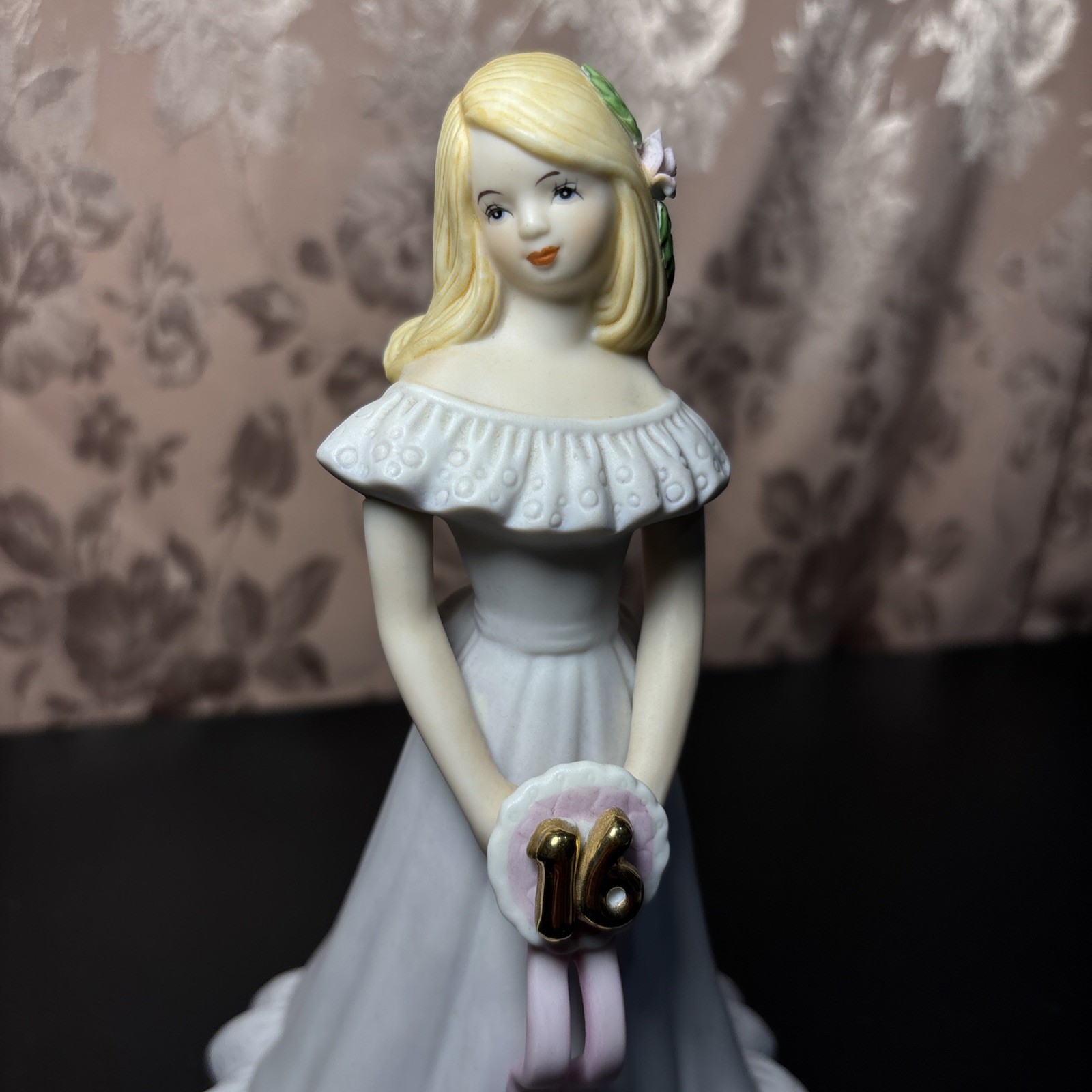 Vintage Enesco “Growing Up” 16th Birthday Girl Figurine Pink Retro 80s