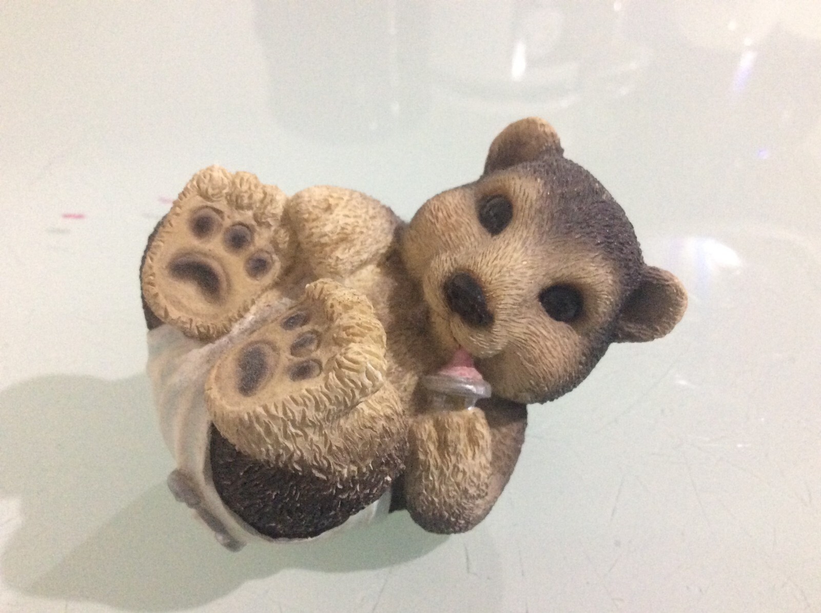 1980’s Baby Bear Teddy Figurine 3 1/2″ Vintage Carved Stone Critter Figure CUTE