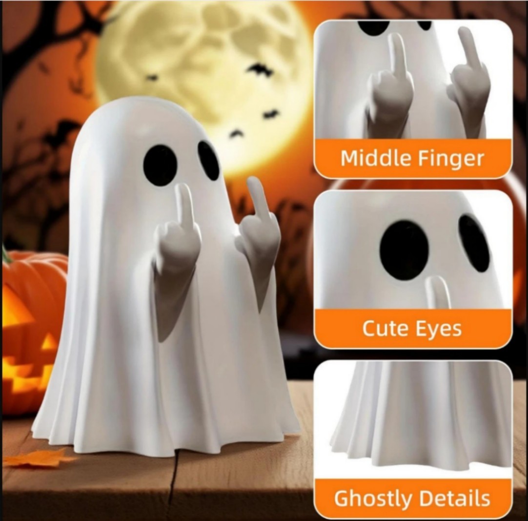 (2 Pack ) Cute Ghost Figurine Spooky Resin Statue Decoration Home Tabletop -+*/