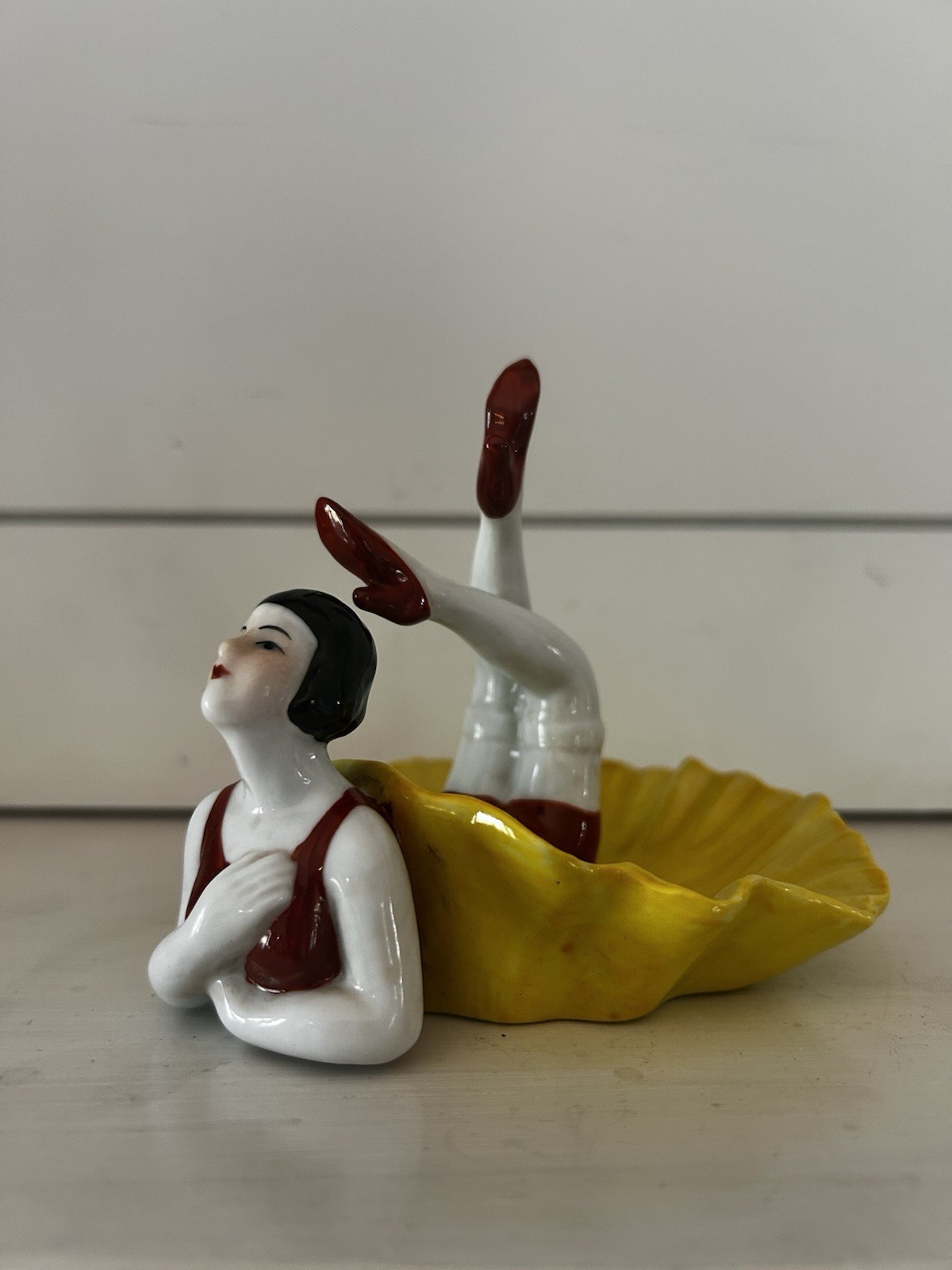 ART DECO FLAPPER PIN CUSHION BATHING BEAUTY PORCELAIN NO GALLUBA