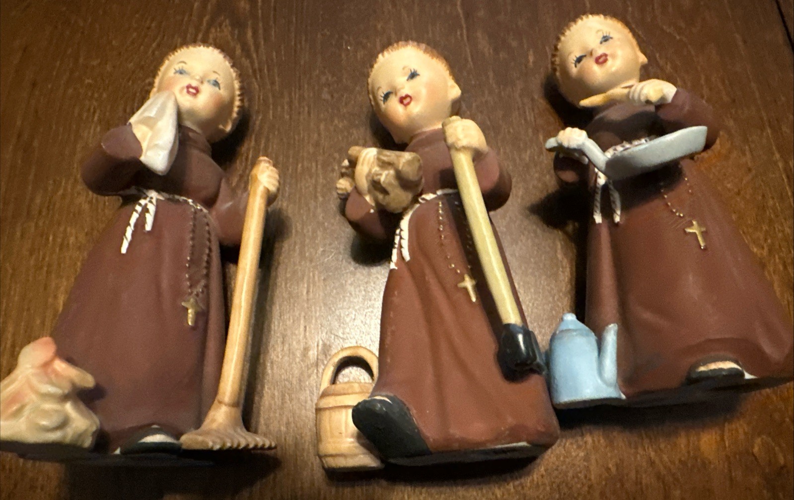 3 Vintage NAPCO 1962 Religious Monk Figurines