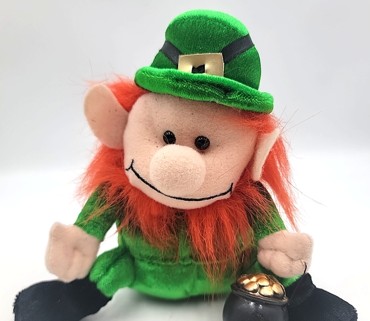 2 Gemmy Animated Singing Plush Leprechaun Banner & Pot of Gold St. Patrick’s Day
