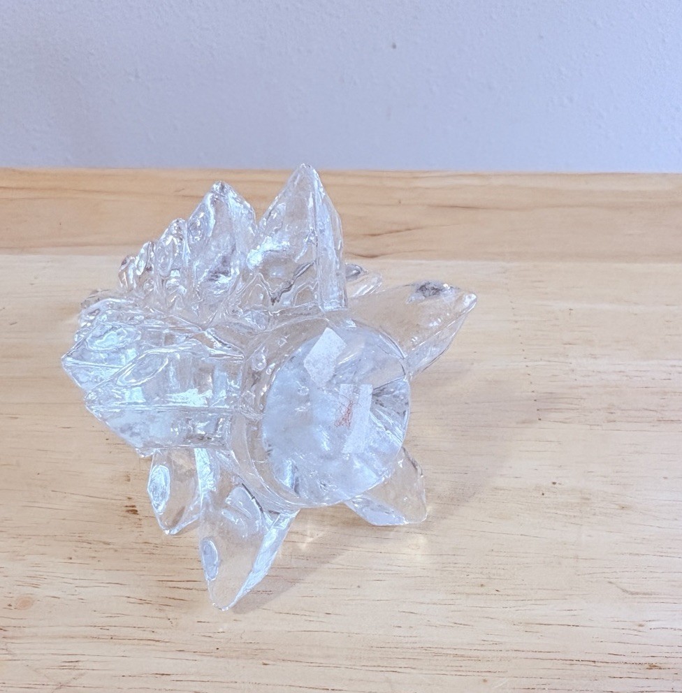 VTG Solid Crystal Glass Christmas Tree Figurine Art MCM Figurine 5 1/2 in Tall