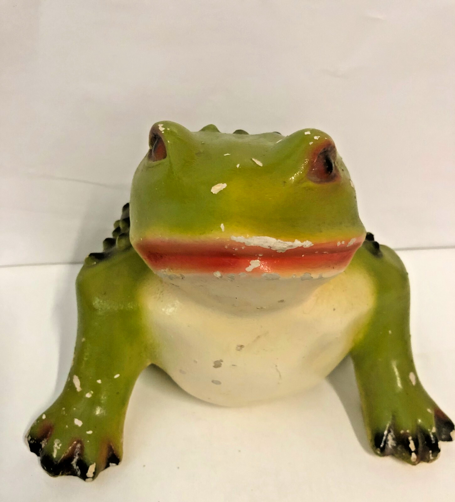 Vintage Bull Frog Chalkware Plaster Figure made in Mexico Unique Collectible