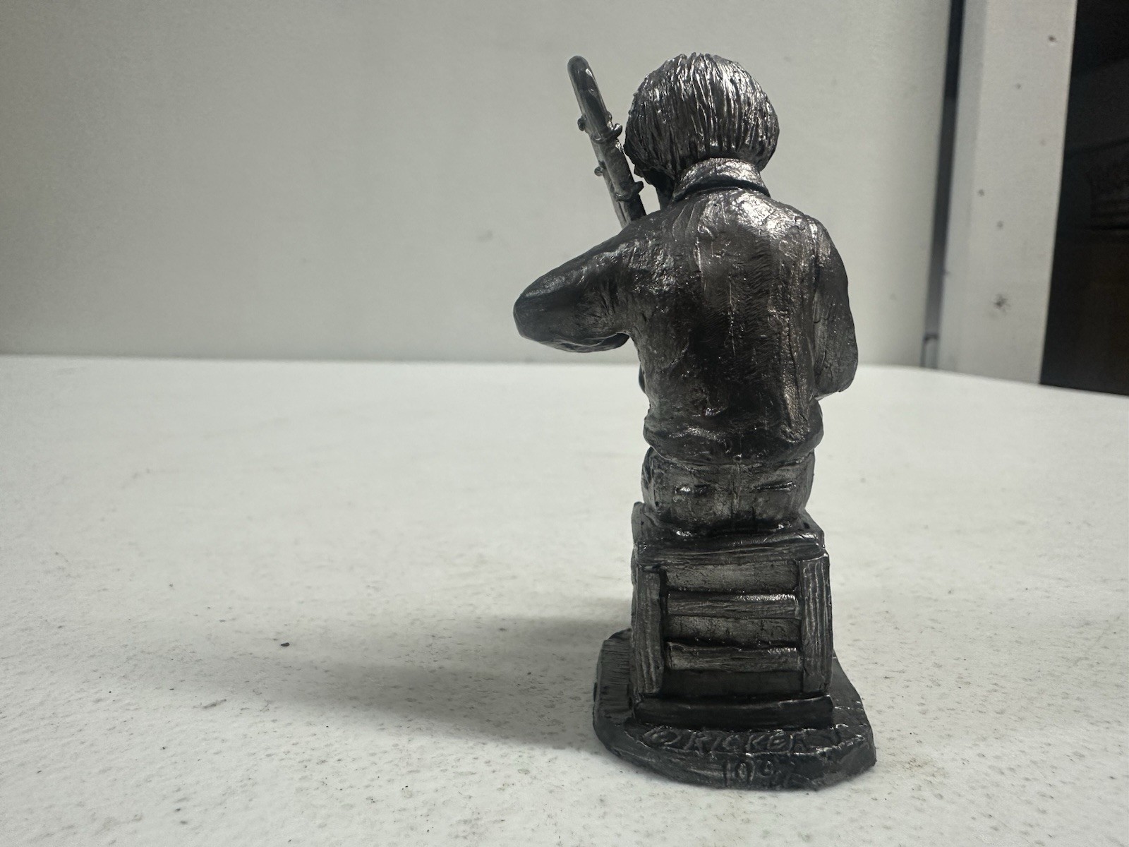 Young Boy Playing Trombone Pewter Figurine