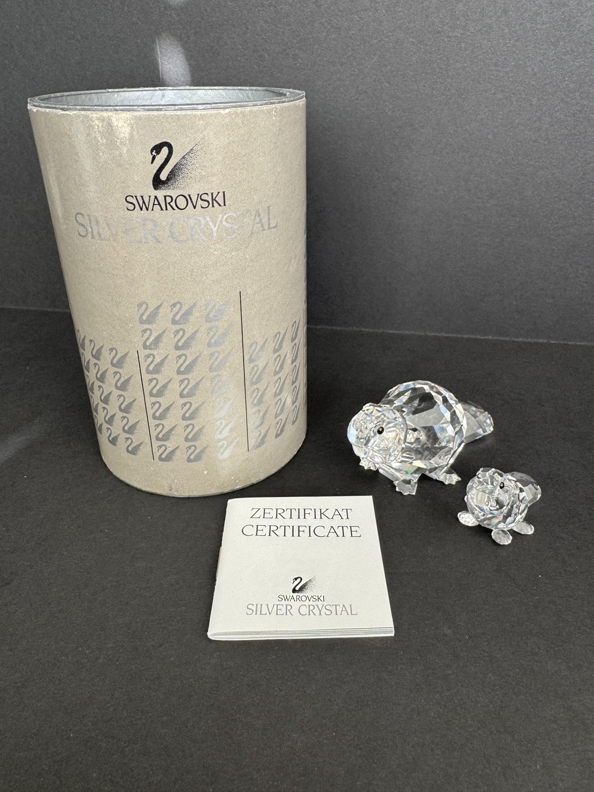 *RARE* Swarovski Silver Crystal 2 Beaver with certificate and in Original Boxing