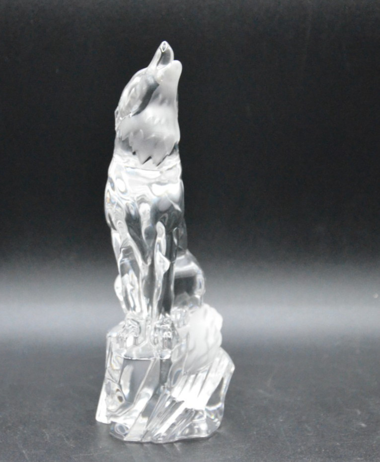7.5″ TALL SOLID GLASS WOLF STATUE FIGURINE PAPER WEIGHT? DESK HOME DECOR HEAVY
