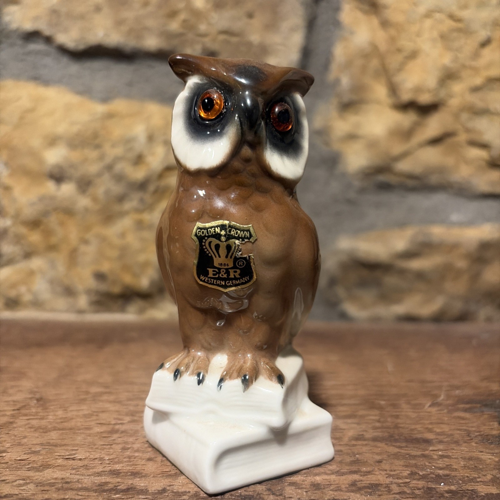 Vintage West Germany Hand Painted Porcelain Owl Figurine