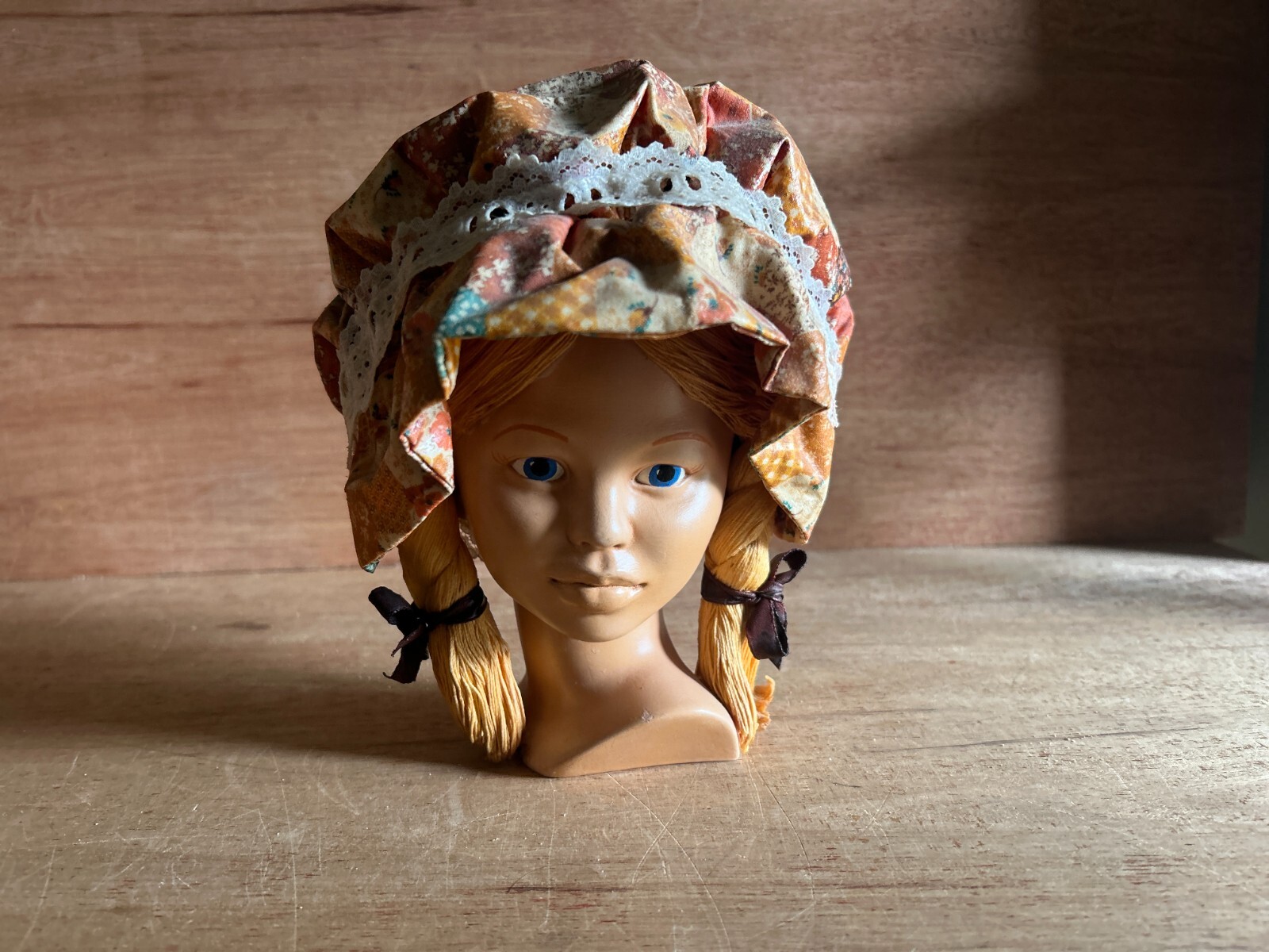Farm Girl Bust Head Figurine Statue Figure Peasant Hillbilly Pig Tails Vtg LN