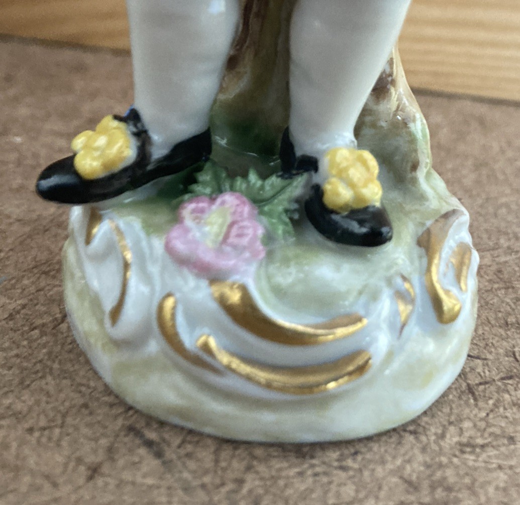 2 Antique Karl Thieme Porcelain Grape Seller Figurines MINT CONDITION!