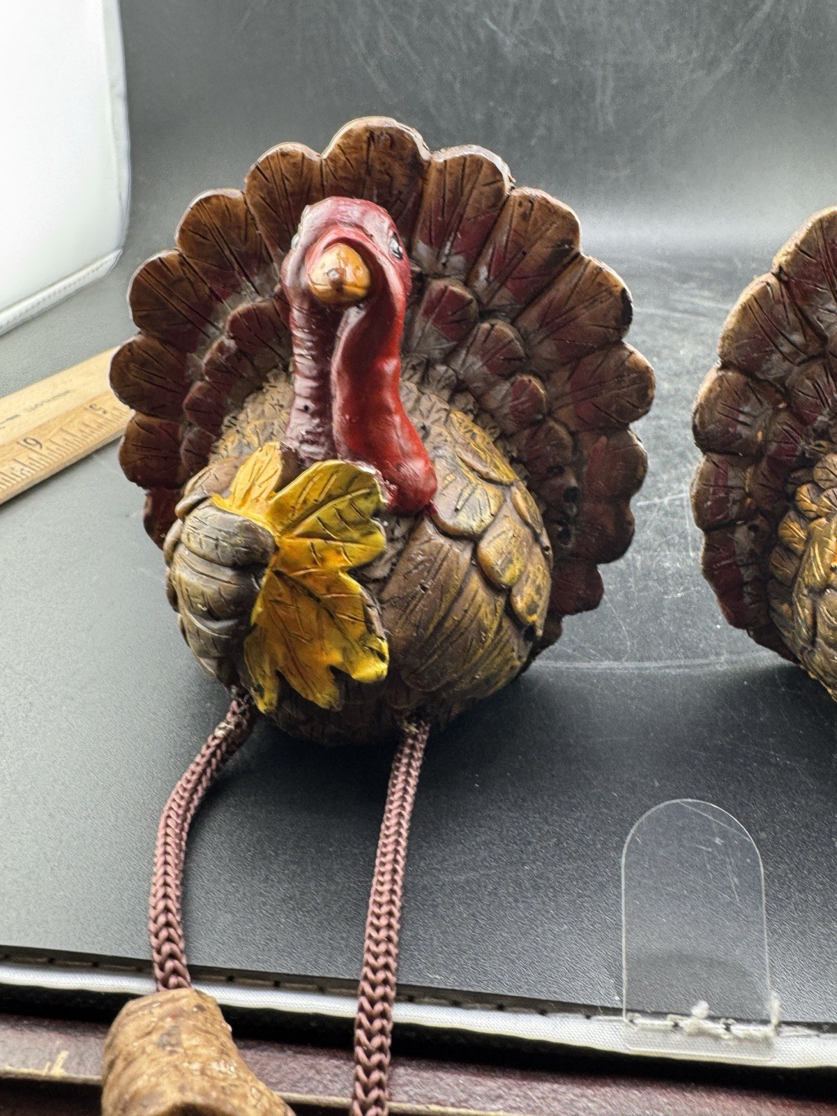 Pilgrim Turkey Couple Decorative Fall Shelf Sitters Thanksgiving Turkeys Read*