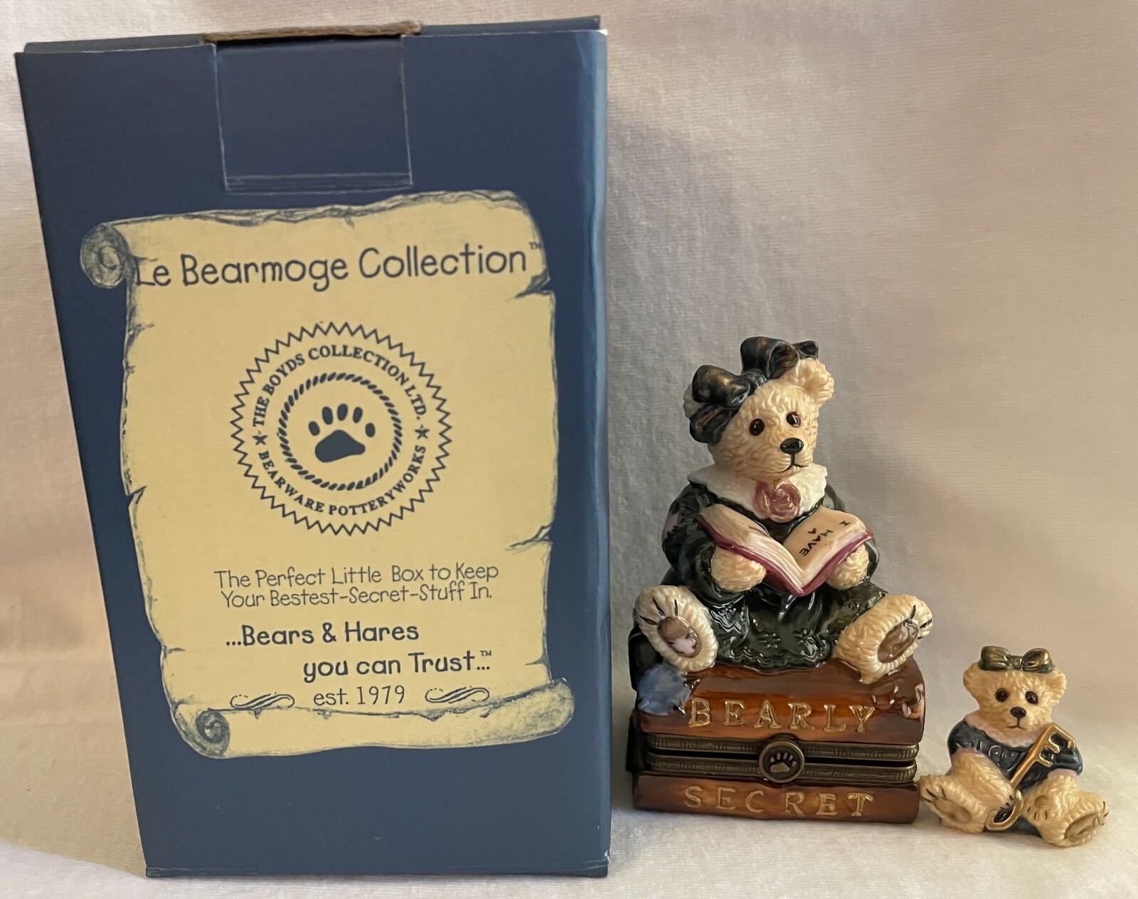 Boyds Bears Le Bearmoge “BAILEY B-SECRET” Porcelain Keepsake Box original box