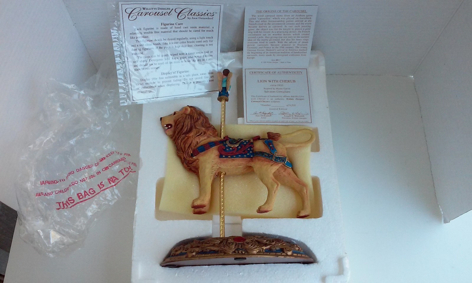 Vtg Willitts Designs Carousel Classics Cernigliaro’s Lion with Cherub 1998