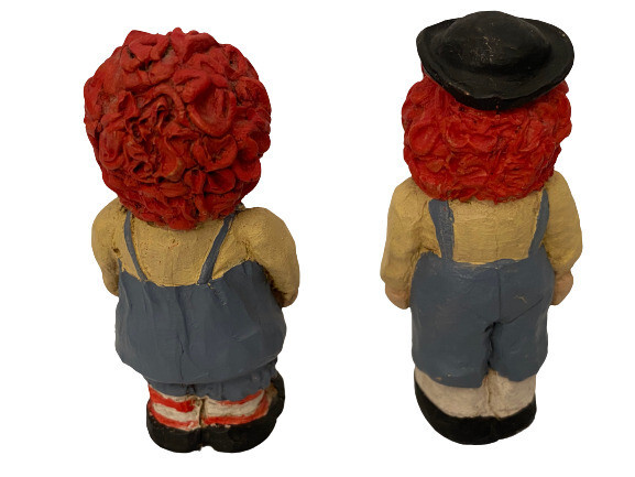 Raggedy Ann & Raggedy Andy Faceless Americana 3″ Composite Figurines Vtg 1990