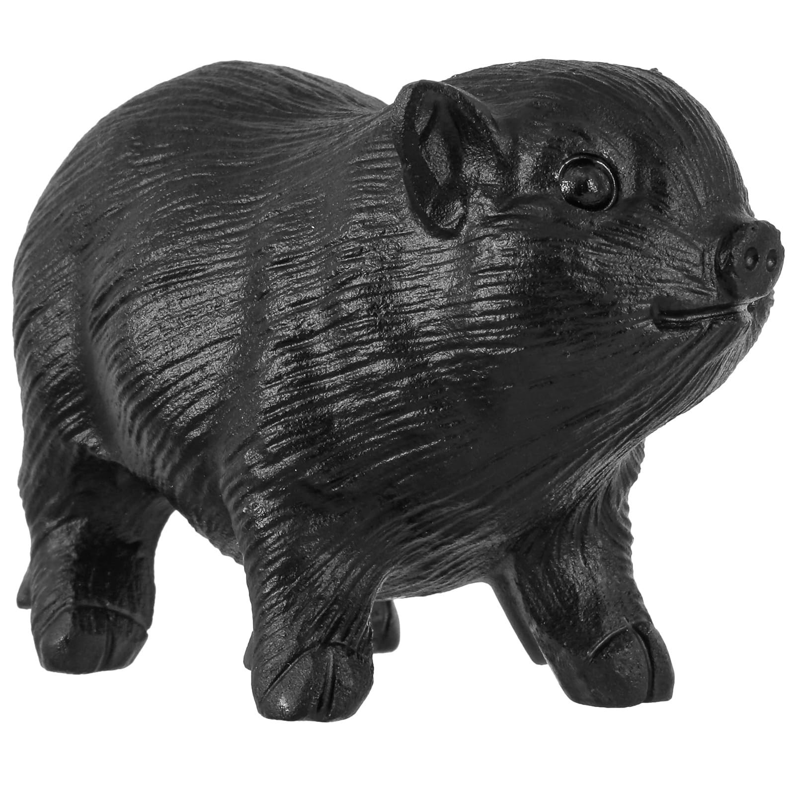 Black Obsidian Crystal Pig Figurine Hand Carved Piggy Animal Stone Statue