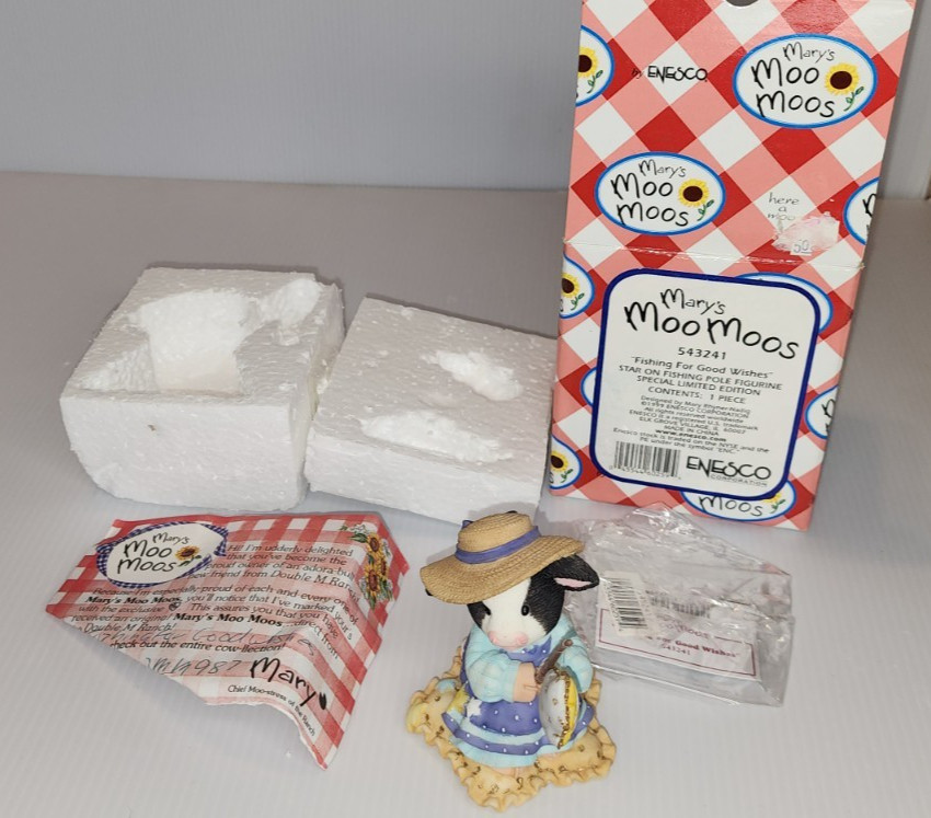 Mary’s Moo Moos Fishing for Good Wishes Limited Edition 543241 Enesco 1999 boxed