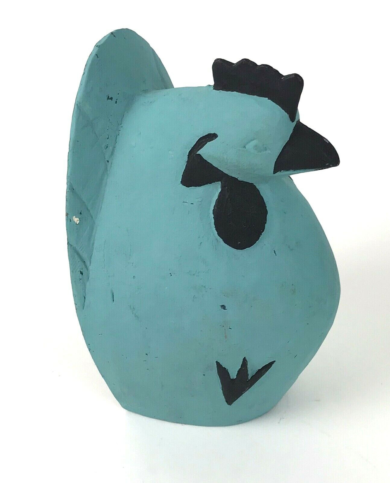 Vintage Wood Chicken Country Folk Art Figurine Hand painted primitive farm decor