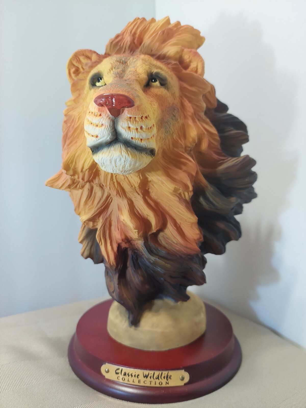 VINTAGE CLASSIC WILDLIFE COLLECTION SAFARI LION HEAD SCULPTURE STATUE NIB 9″
