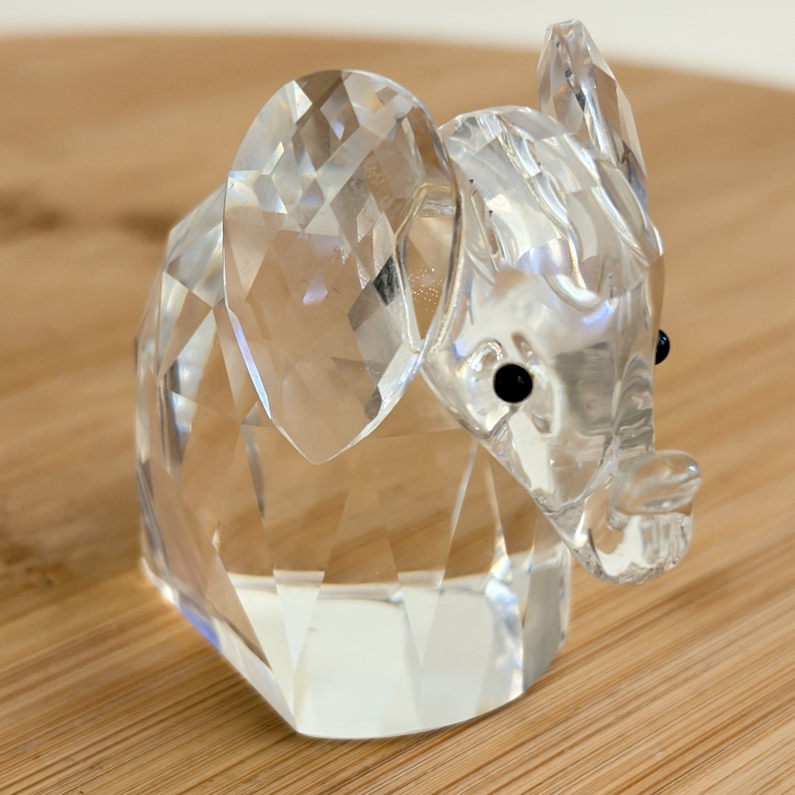 Swarovski Crystal Elephant Figurine with Flexible Metal Silver Tone Tail 1980s