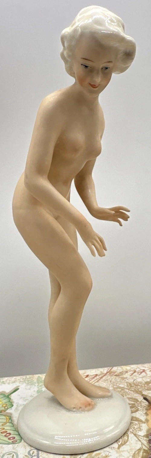 Unterweissbach Germany Bisque Porcelain Nude Female Figurine Art Deco 9288