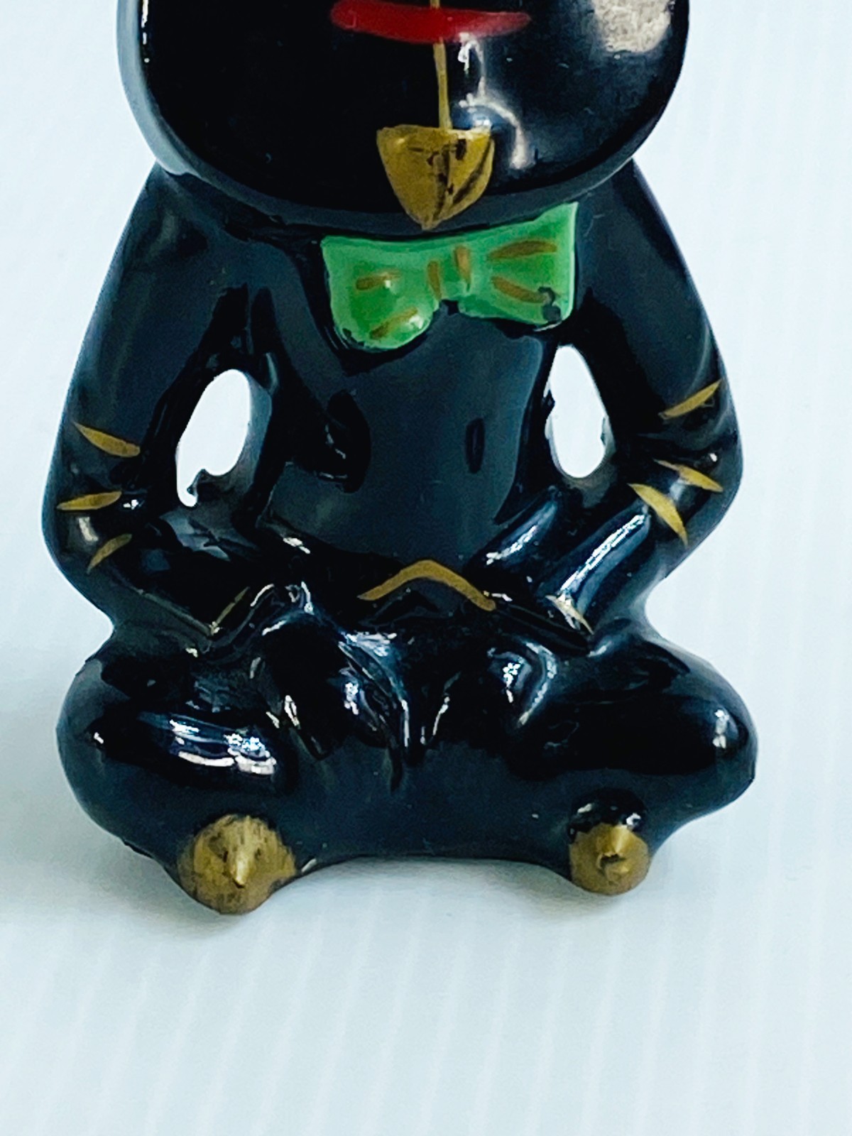 Anthropomorphic Cello Bass Musician Figurine Wall Plaque Black Kitsch Japan
