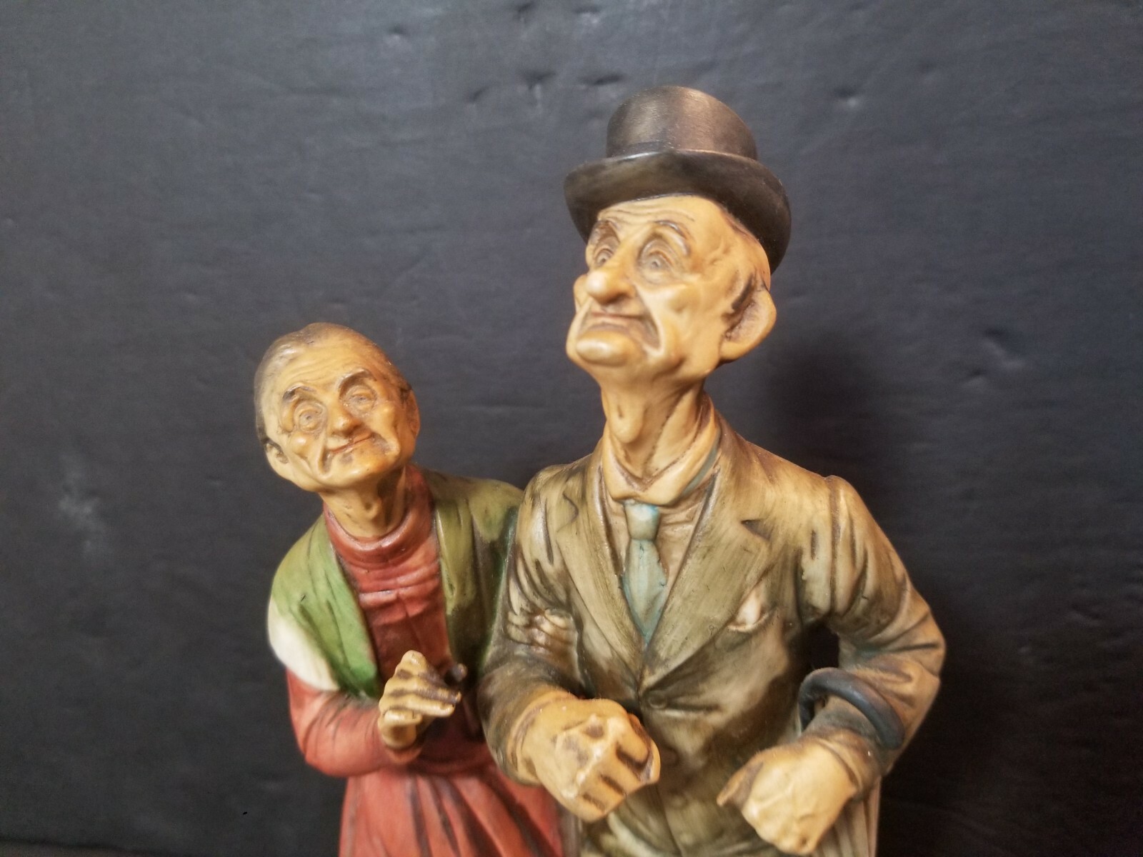 Old Couple Walking Dog Figurine, 9 1/2″ H