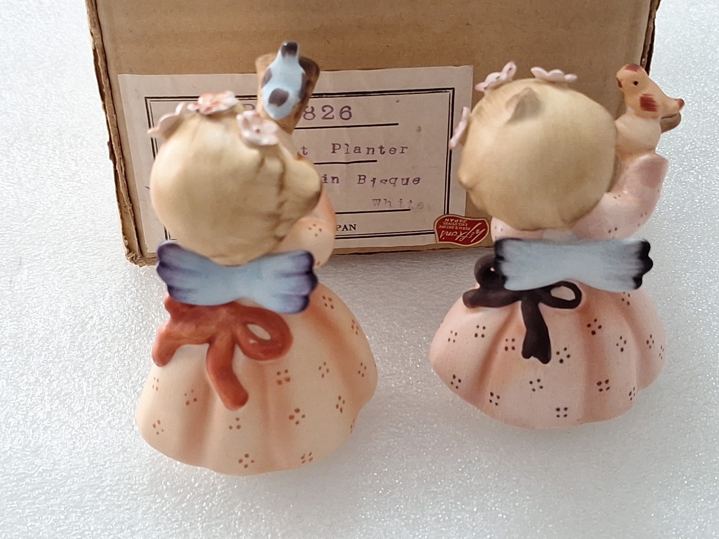 Vintage Lefton Spring Musical Girl Angels Matte Finish Set Of 2 Wonderful, Clean