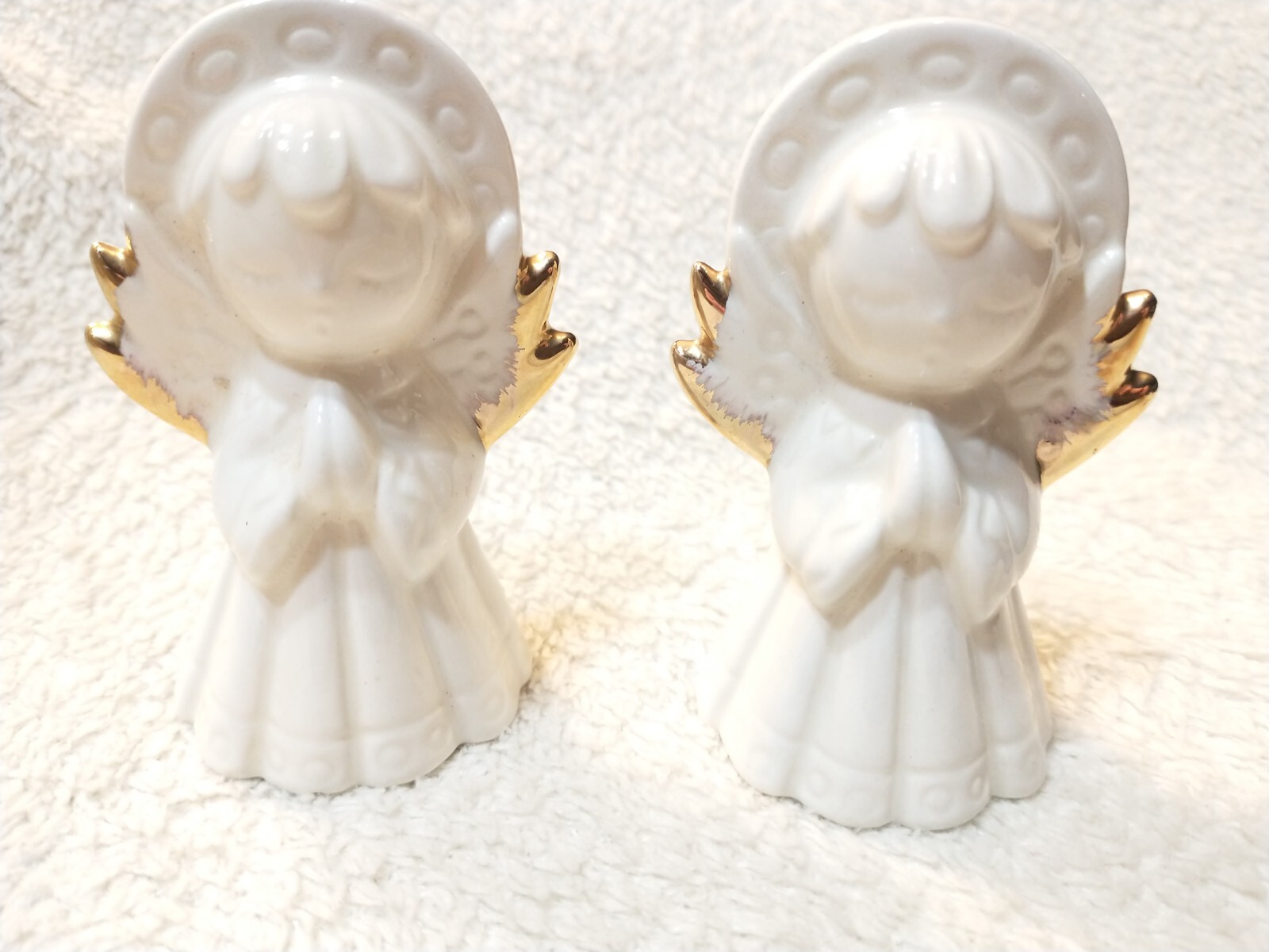White Gold Guilded Angel Ornament Christmas A58