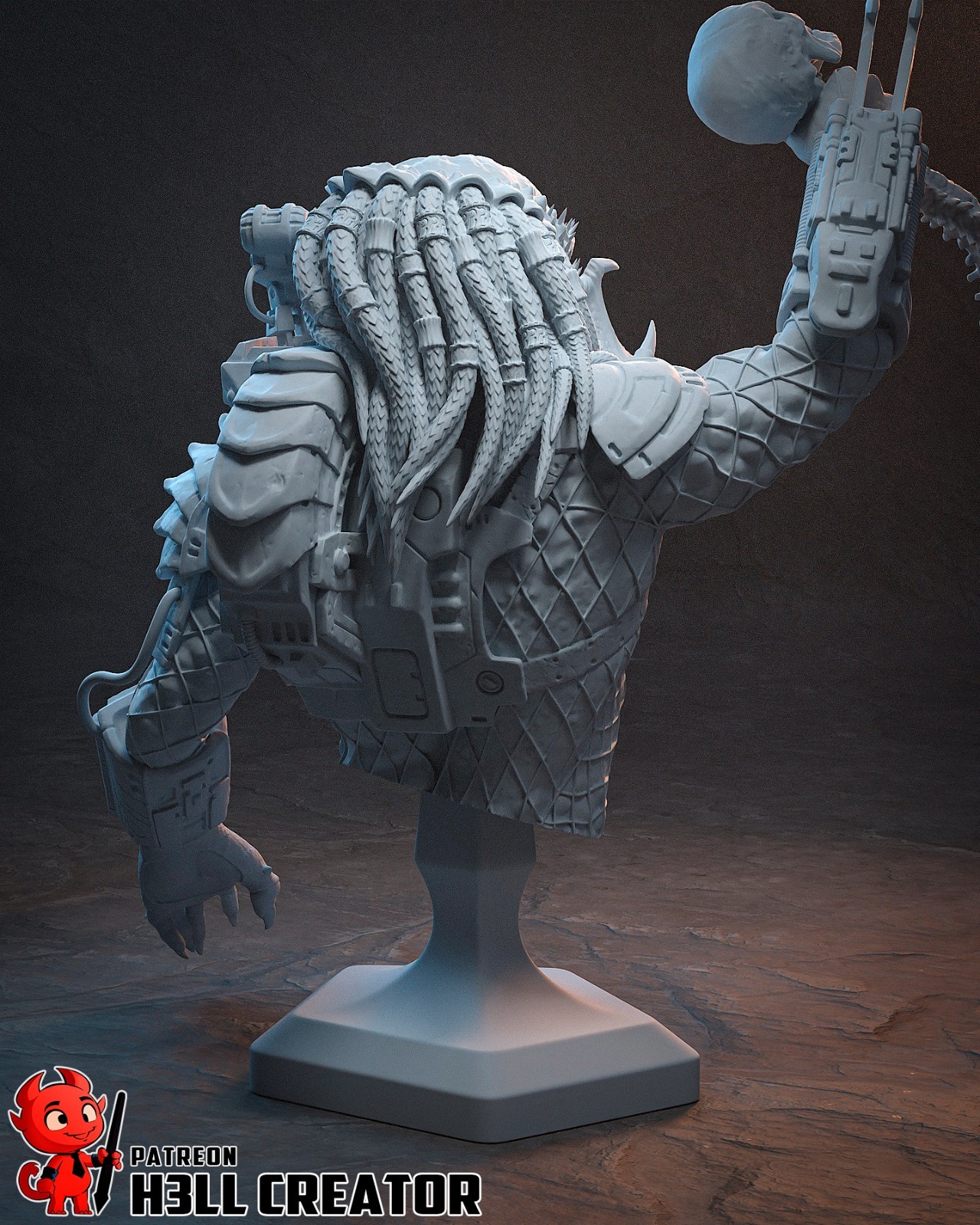 Predator (Bust) 1/10 Scale Statue 3D Print Model Kit Unpainted