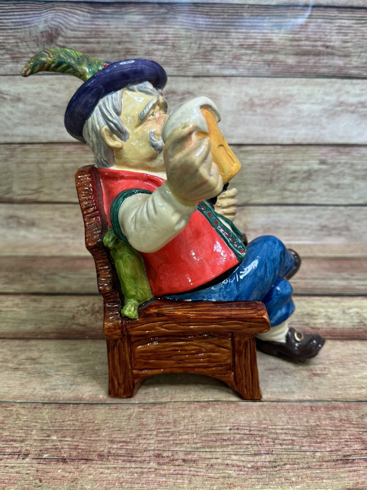 LUCAVALLI Vintage Spain Rare 1960’s Mustache Man Drinking Beer Pipe Pub