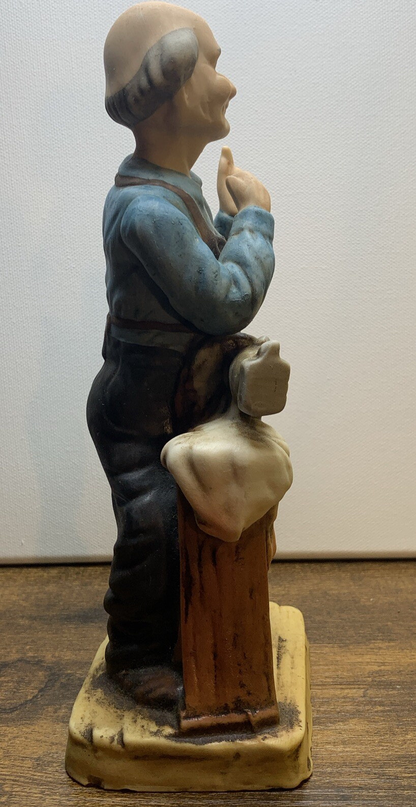 OLD MAN FIGURINE WITH SEWING MACHINE VINTAGE Marked Fine Porcelain
