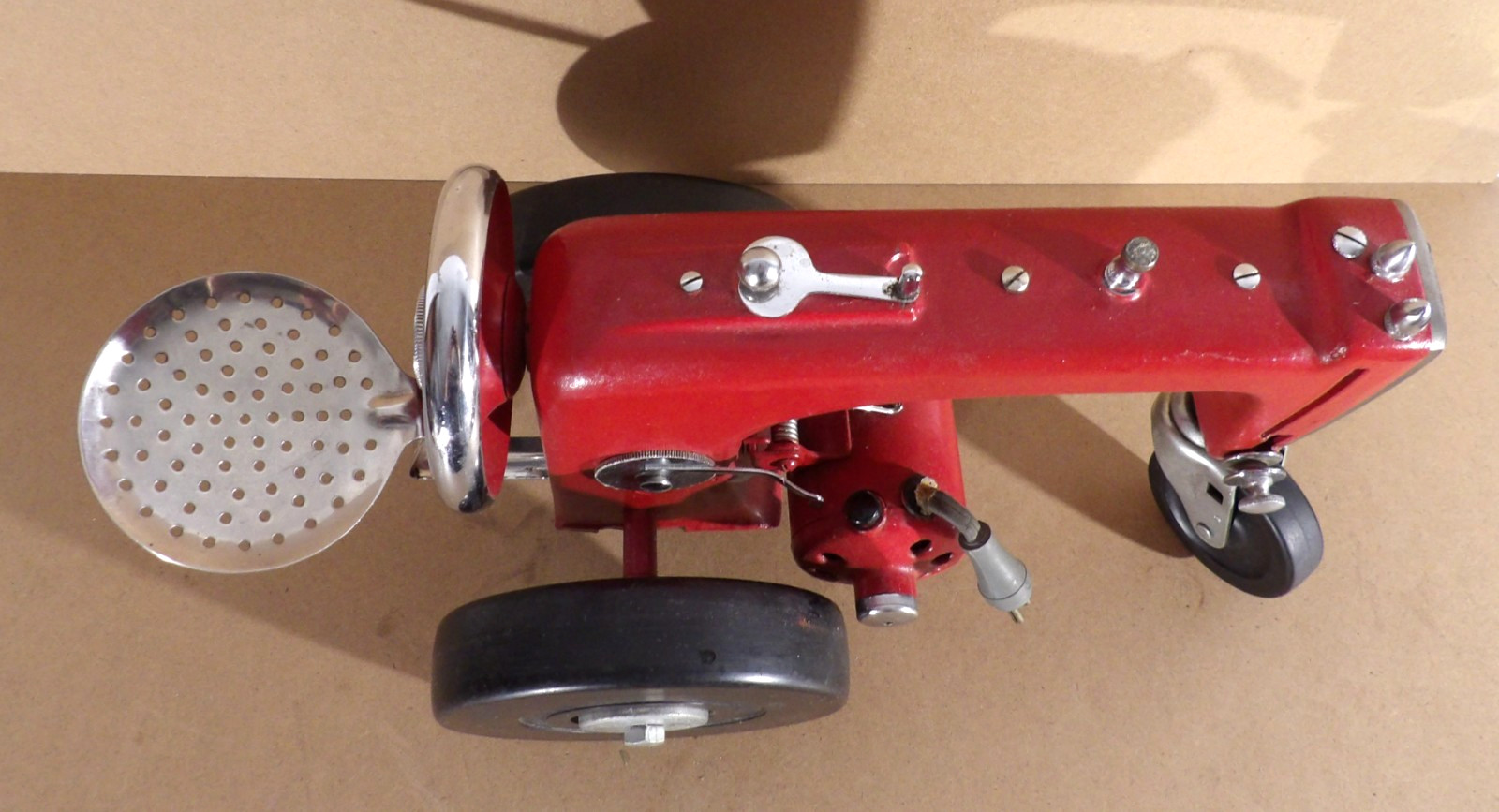 Vintage Singer Sewing Machine Red TRACTOR SCULPTURE Upcycled Heavy Cast Iron Art