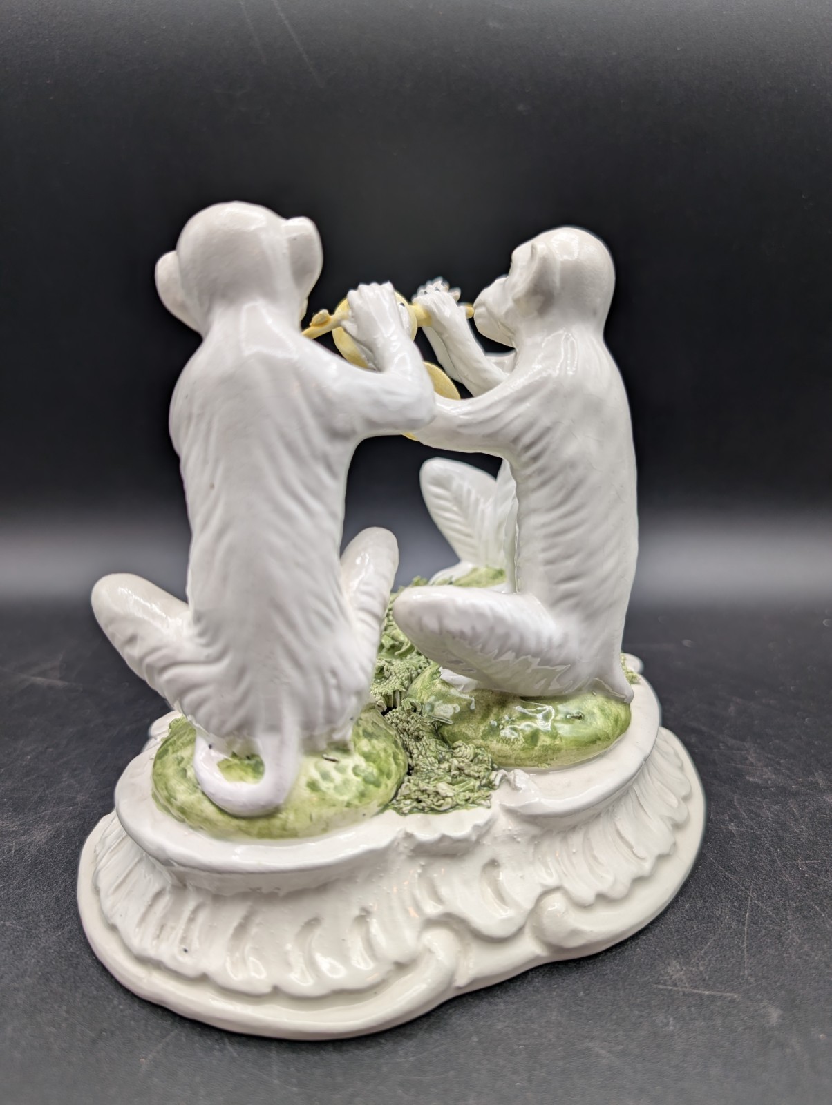 VTG Italian Majolica Ceramic Figurine 3 Monkeys Playing Instruments Signed GL
