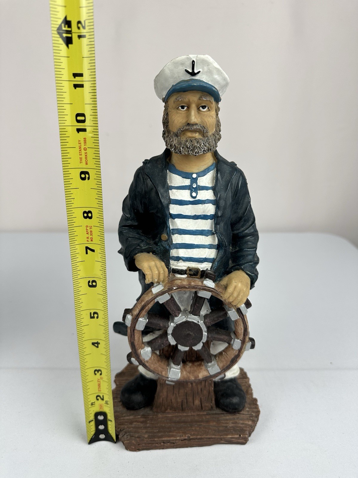 Vintage Sea Captain Figurine 11.5 Inch Standing At The Helm Nautical Theme