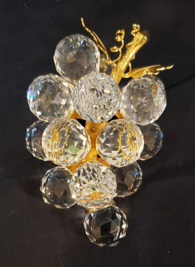 Swarovski Crystal Sparkling Fruit 15 Grapes w/ Gold Leaves & Stem 7550 NR 20015