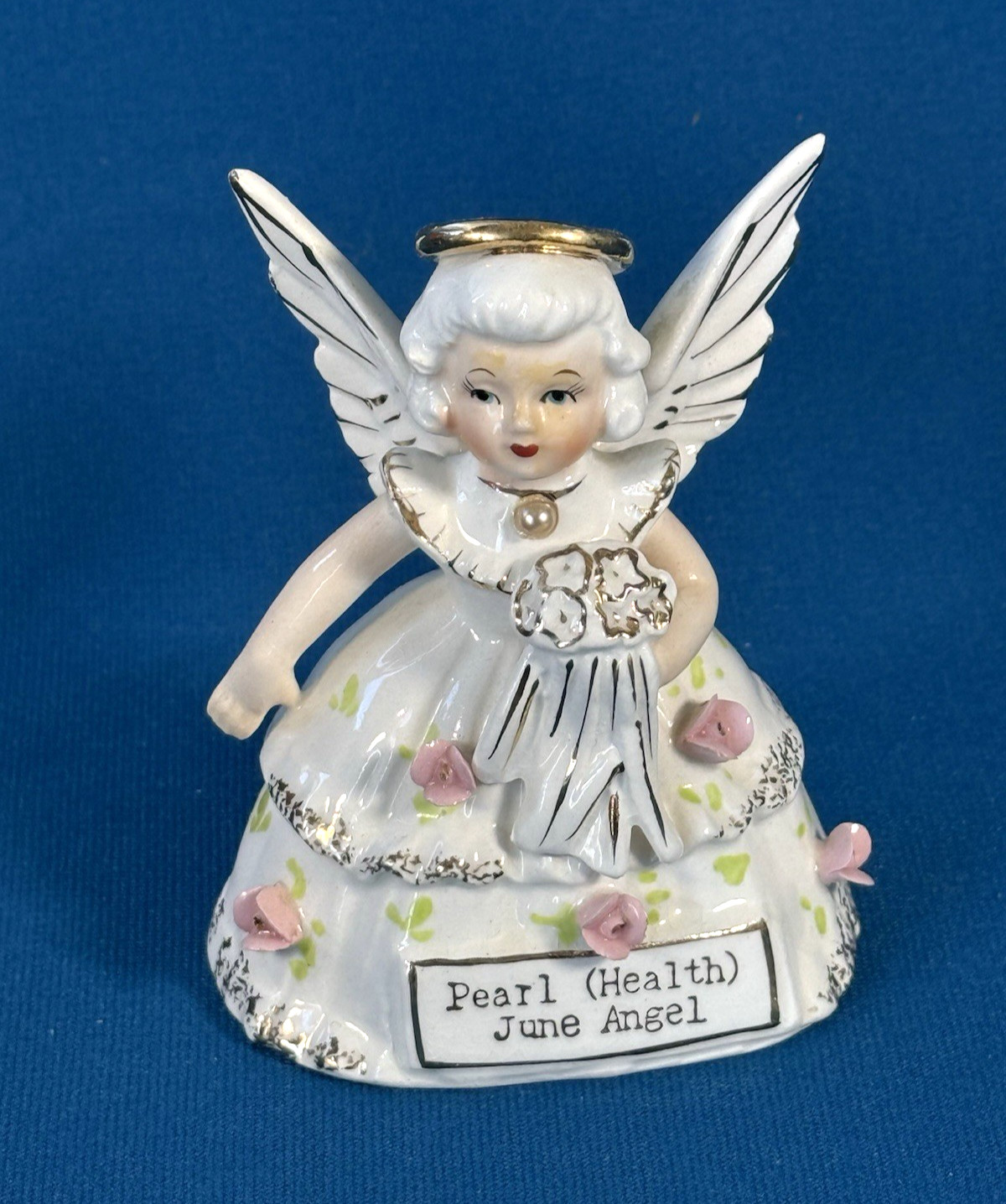 VTG SR June Girl Angel Birthday Pearl Health Ceramic Figurine Japan