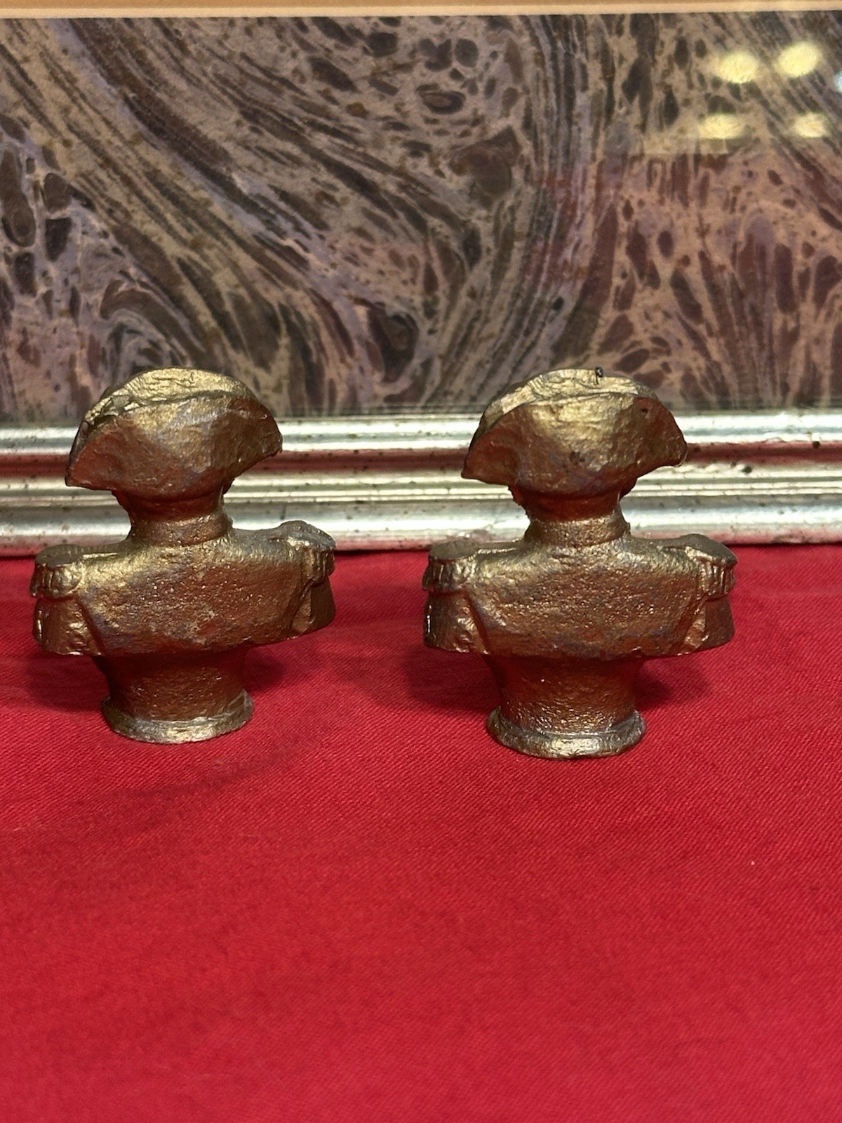 Vintage Miniature Napoleon Bust 1 3/8” Brass Or Cast Metal Heavy Weight Mini