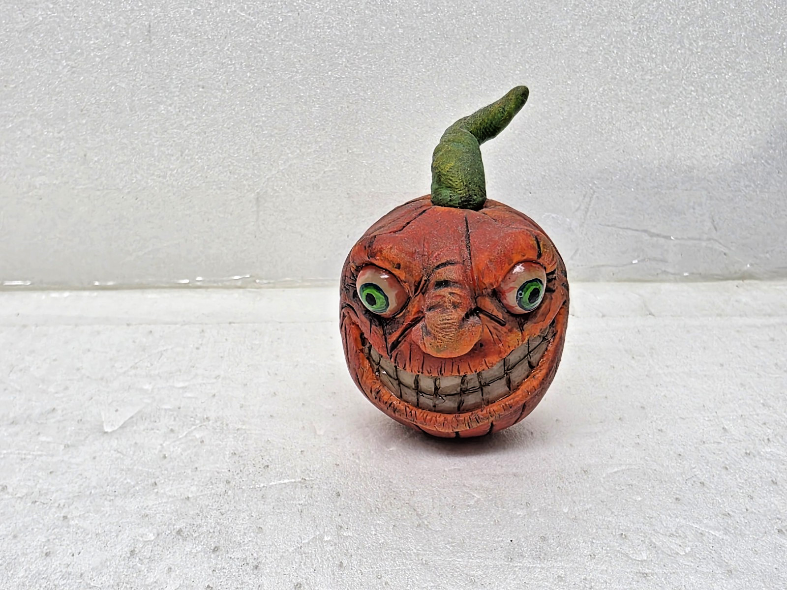 Ugly Polymer Clay Jack-O’-Lantern Handmade Sculptures Set Of 6