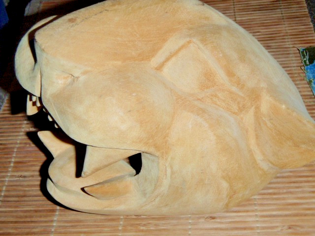Vintage Hand Carved Wooden Panther Leopard Head Wall Hanging Folk Art