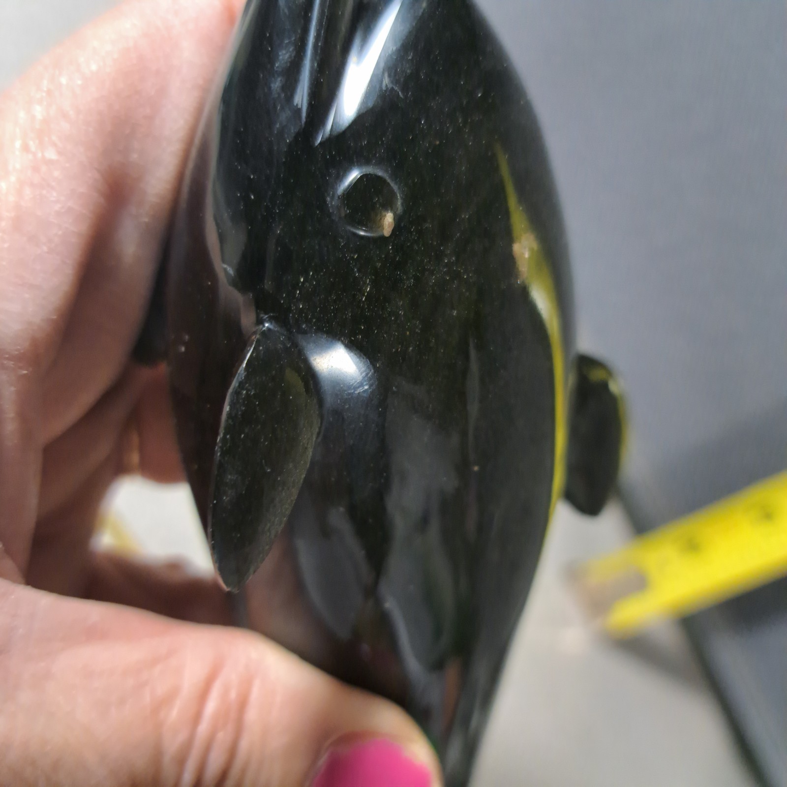 Vintage Hand Carved Solid Stone Whale Sculpture Color Change Polish #5257L526