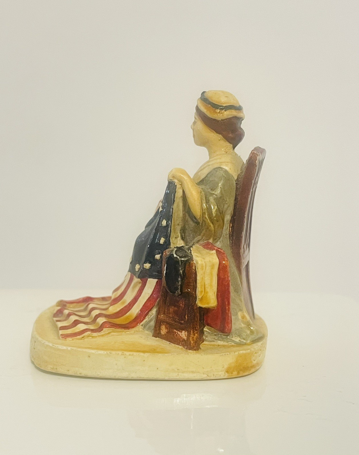 Vintage R.W. Baston Betsy Ross Figurine Ceramic Hand Painted Multicolor 1949
