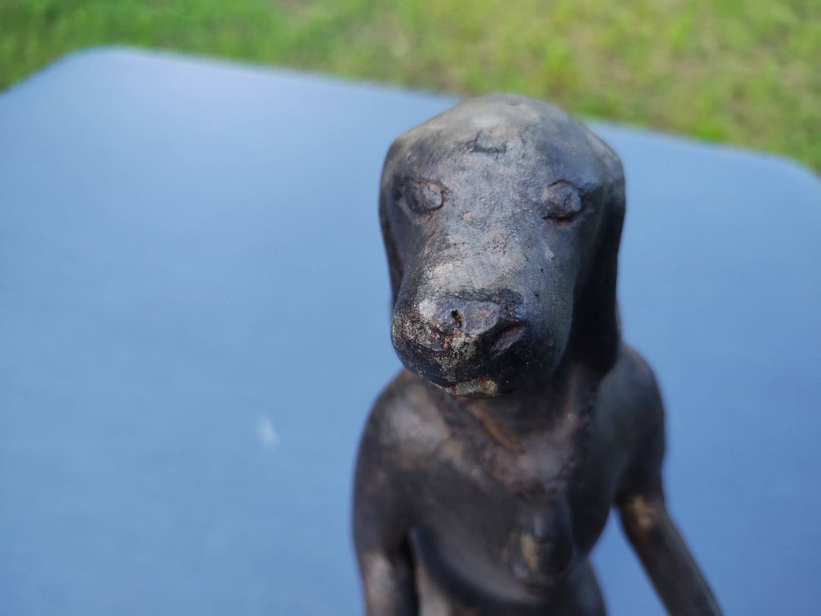 Vintage Bronze Dog Butler Holding Tray 11″