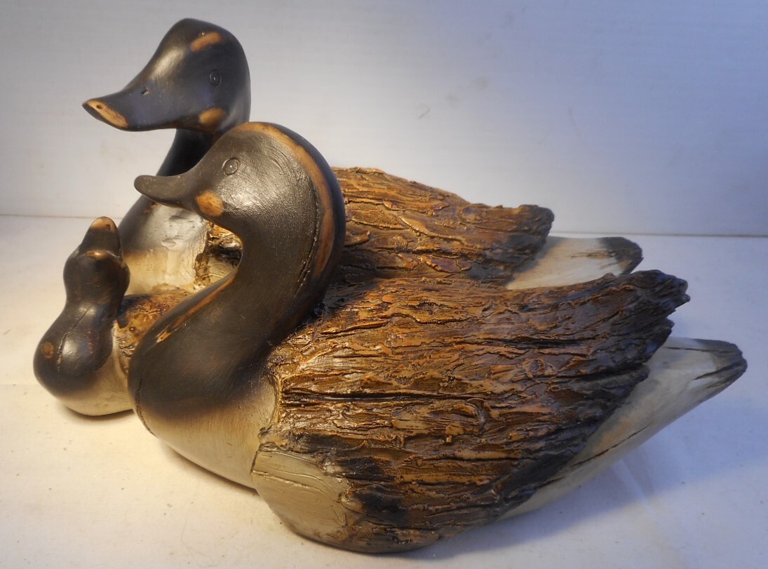 Duck Family Decoy Figurine Décor Resin Detailed Hand Painted 9″ L x 4-1/2″ H x 6