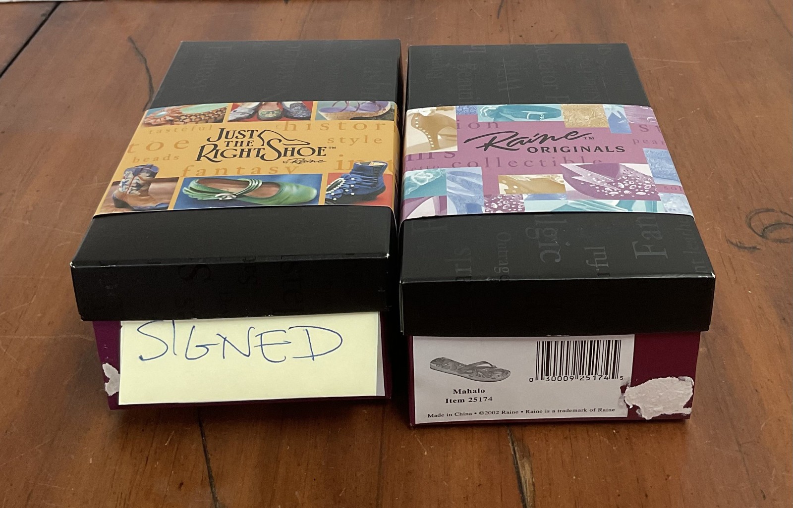Lot of 2 Just the Right Shoe Raine Summer Sandal Pink Slipper Signed Boxes