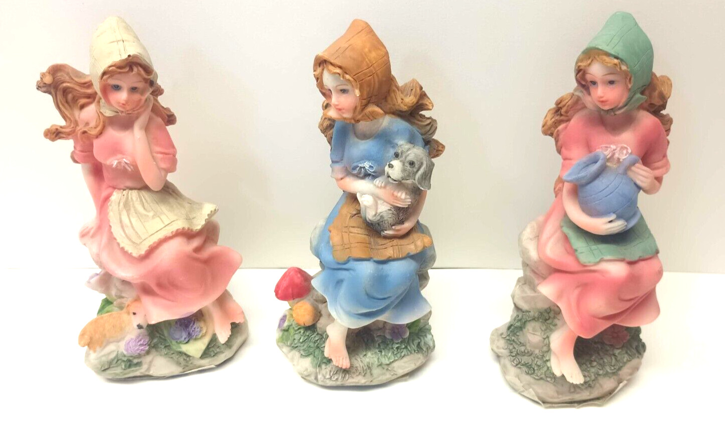Lot of 3 Greenbrier International Wax Type Young Female Figures Victorian Style