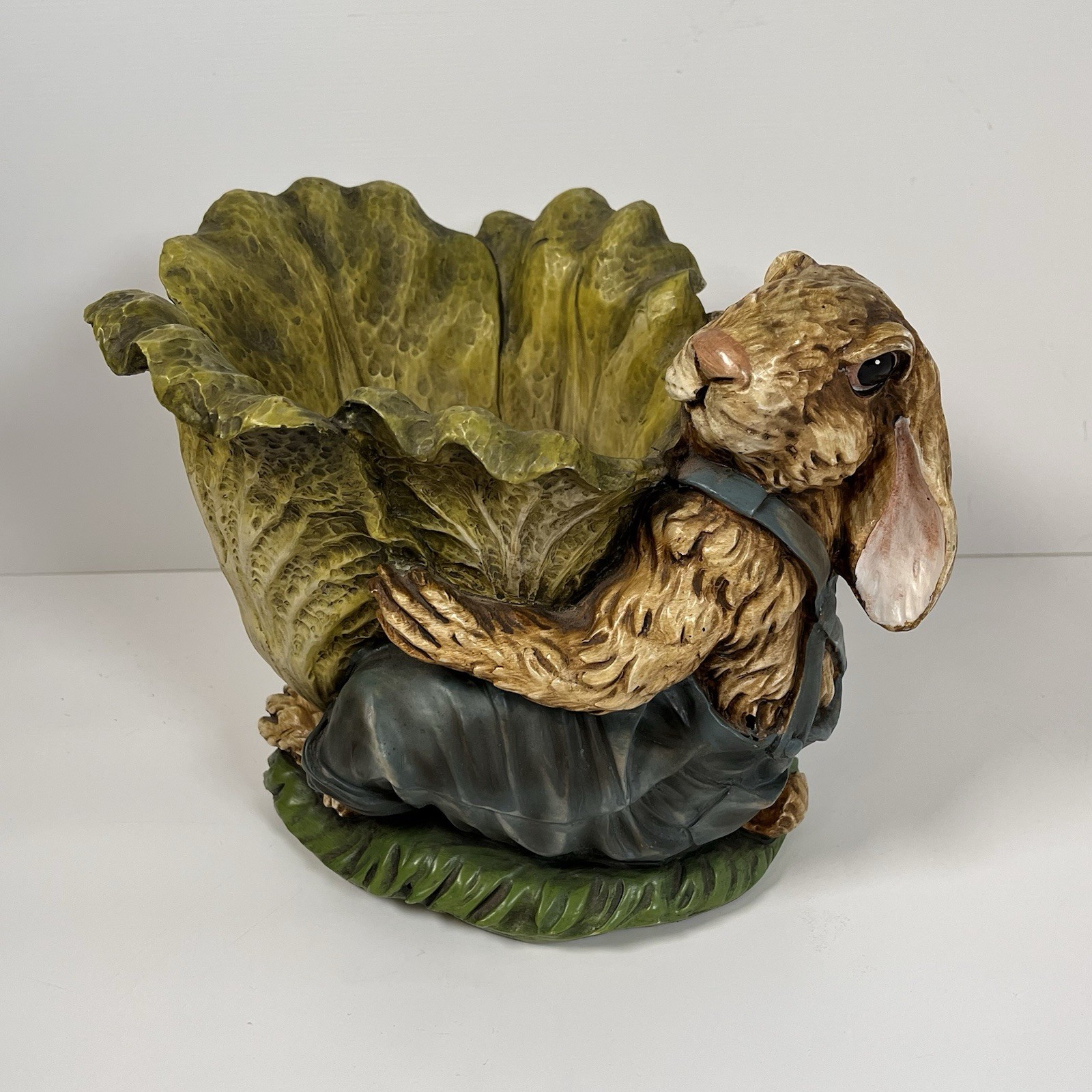 Easter Spring Bunny Rabbit Henri Chrisdon 2000 Resin Planter Overalls Lettuce