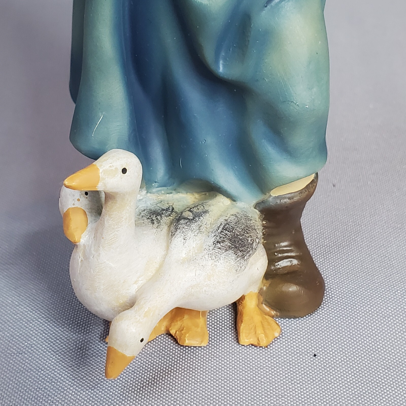 DOLFI Peasant Man with Ducks Hand-Painted Figurine 5-1/2in Resin Wood Sculpture
