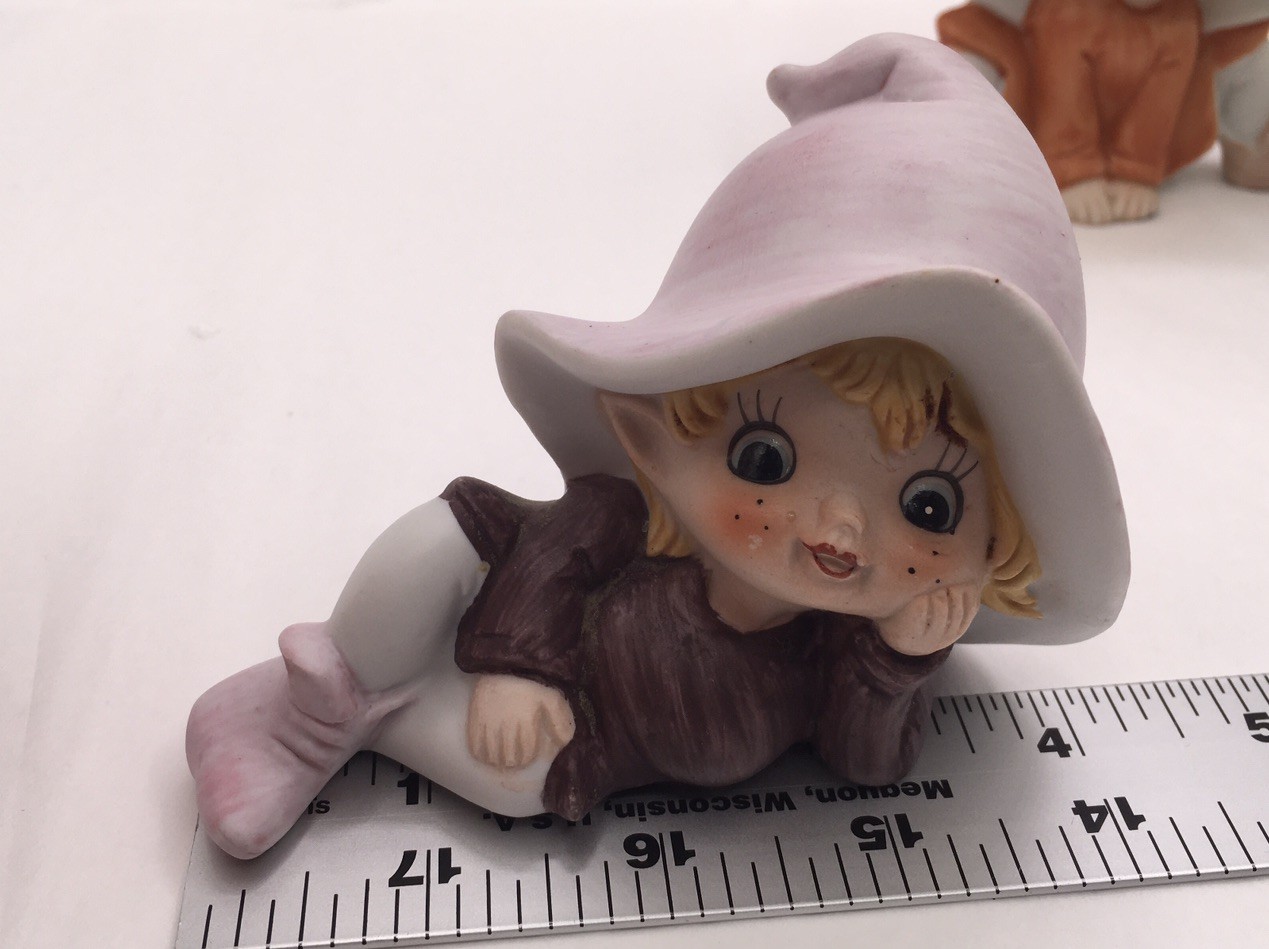 3 Vintage HOMCO Pixie Elves Fairies Figurines 5213 Set From Home Interiors Exc!