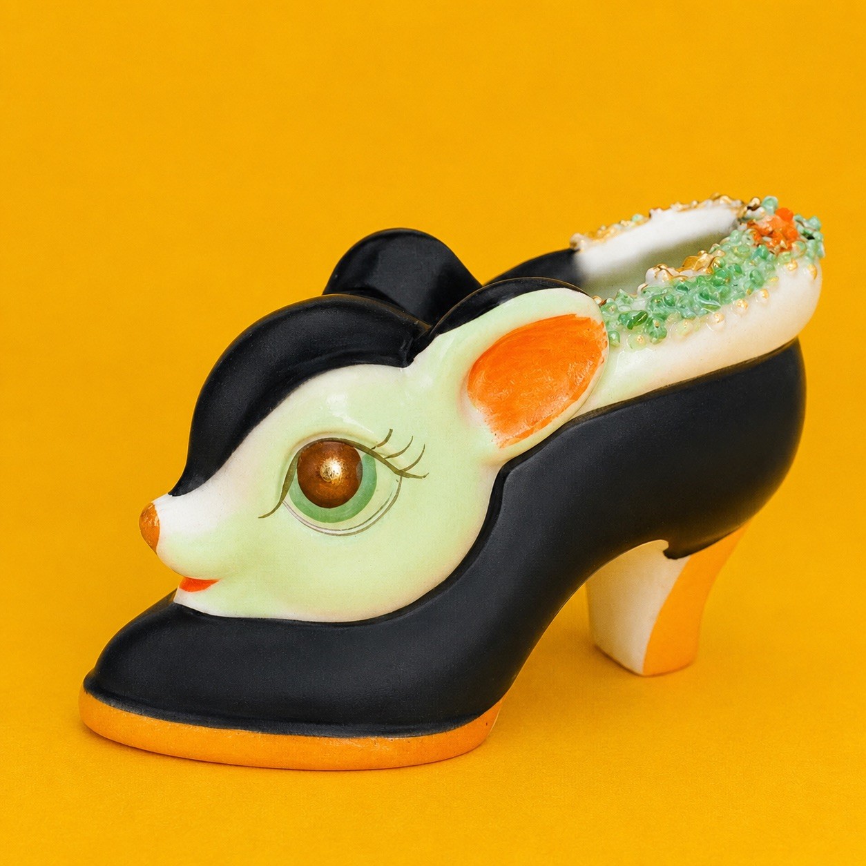 CUTE! Kitsch Anthropomorphic Deer Bambi Shoe Figurine Japan Napco Lefton RARE
