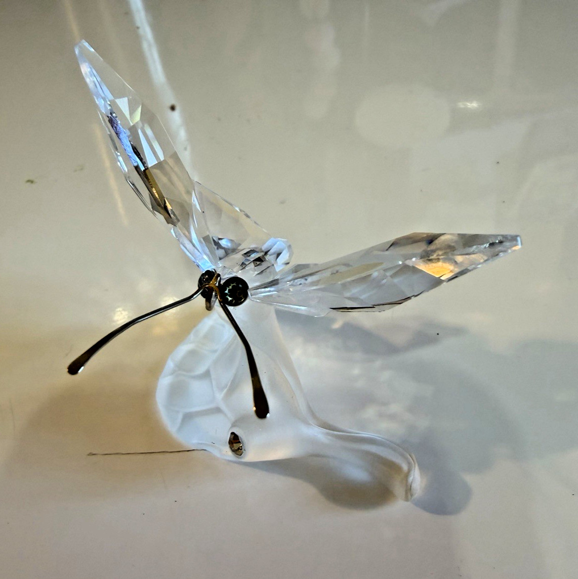 Swarovski Crystal Butterfly on Frosted Leaf Figurine 182920 7615 NR 003 Retired